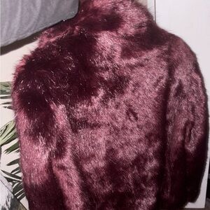 Fabulous Furs Rich Maroon Faux Fur Coat